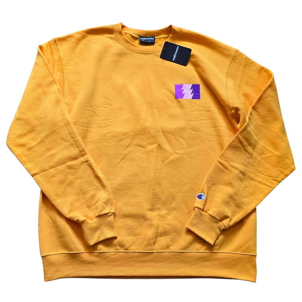 The Hundreds x Champion Crewneck Sweatshirt Yellow Lightning Bolt Logo